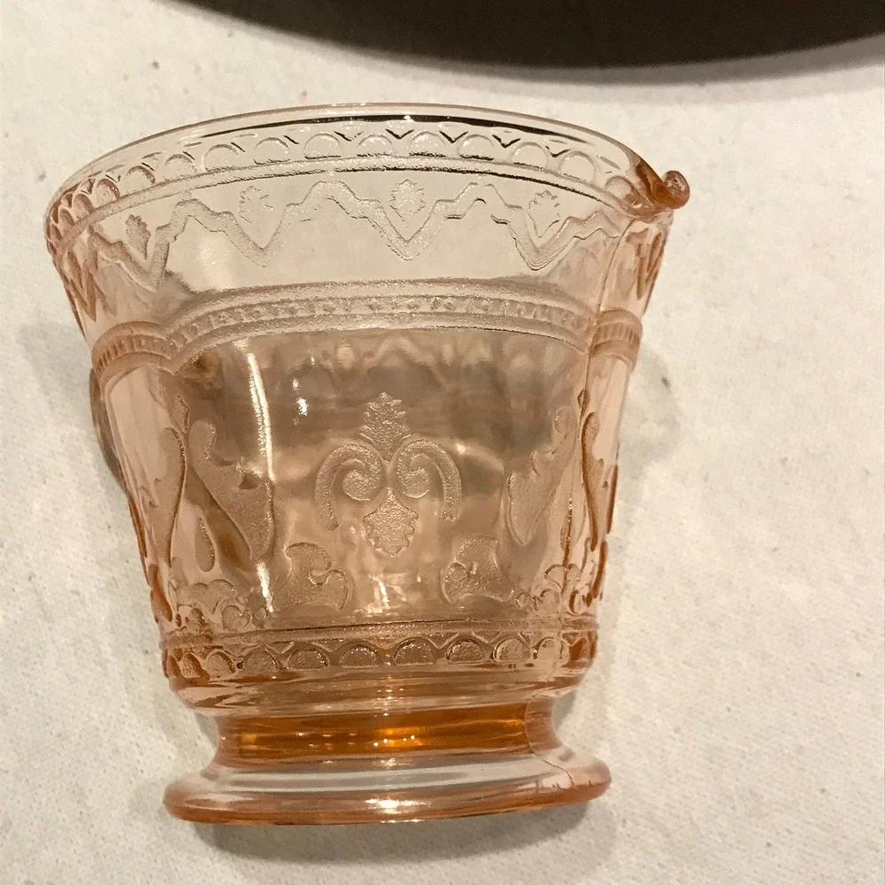 Pink/Amber Depression Glass Creamer and‎ Sugar Bowl